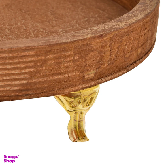 سینی چوبی مدل پایه دار طرح گرد مجموعه 5 عددی