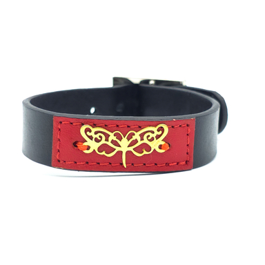 دستبند چرم و طلا عیار 750 زنانه طرح سنجاقک AN021