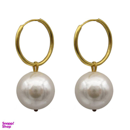 گوشواره طلا 18 عیار زنانه دلوکس مدل حلقه ای مرواریدی کد D28