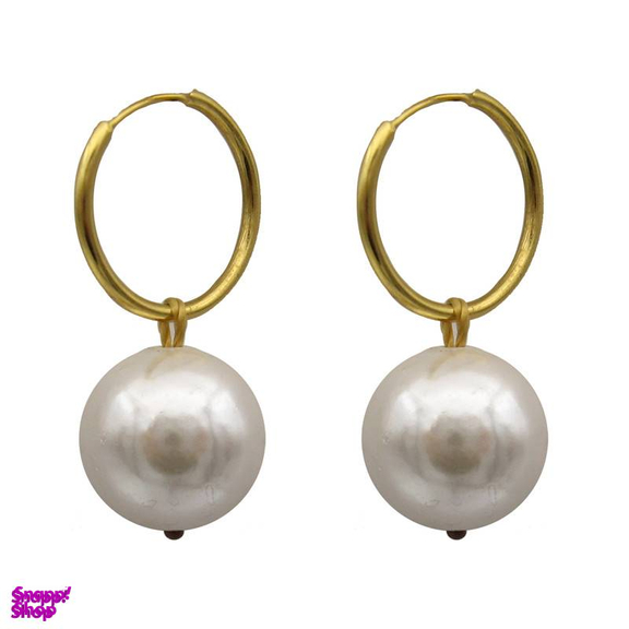 گوشواره طلا 18 عیار زنانه دلوکس مدل حلقه ای مرواریدی کد D28