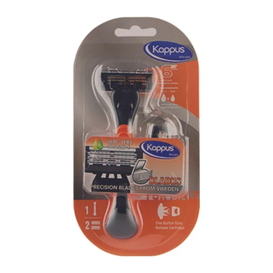 خودتراش کاپوس اسکین کر مدل 6 لبه به همراه تیغ یدک رنگ نارنجی