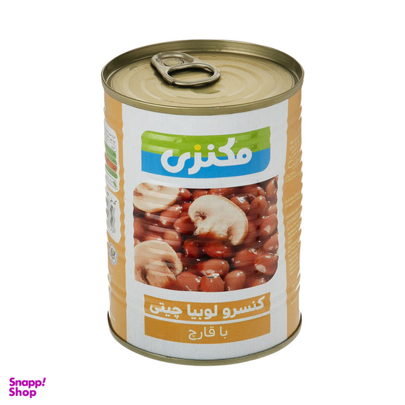 کنسرو لوبیا چیتی با قارچ مکنزی وزن 380 گرم