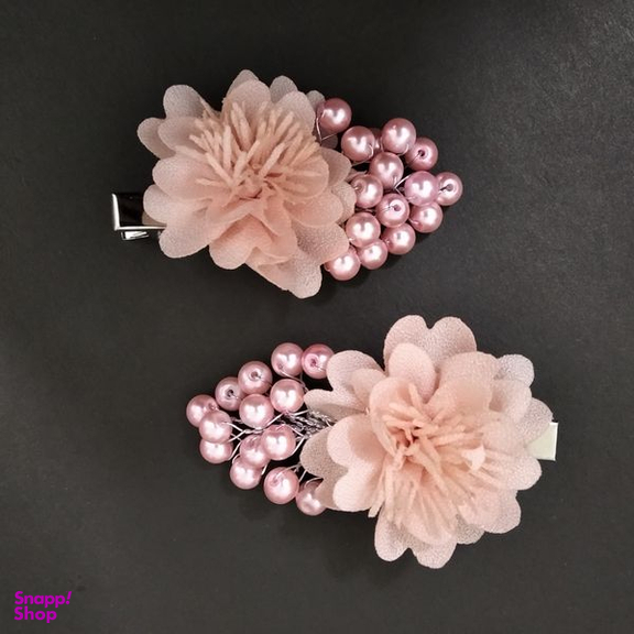 گیره مو دخترانه مدل گل پرچمی مجموعه دو عددی