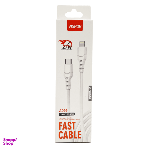 کابل دیتا Type-C به Lightning آسپور کد A099 طول 1.2 متر