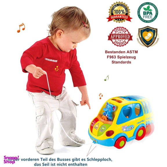 ماشین موزیکال فیلی هولی تویز مدل 896 Learning Educational Toys Cartoon Car Funny Kid Bus Game Matching Game