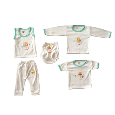 ست 5 تکه لباس نوزادی مدل خرس و اردک کد 06