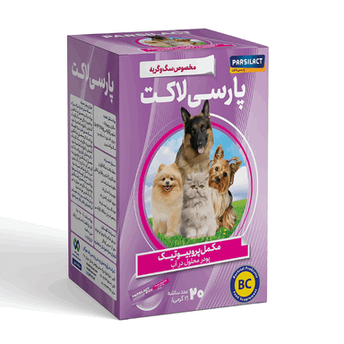 مکمل پودر پروبیوتیک سگ و گربه پارسی لاکت مدل محلول در آب بسته ۲۰ عددی