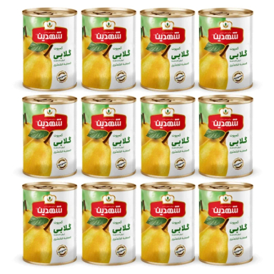 کمپوت گلابی شهدین وزن 370 گرم بسته 12 عددی