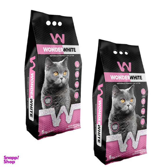 خاک گربه عطری واندر وایت مدل Baby Powder وزن 5 کیلوگرم بسته 2 عددی