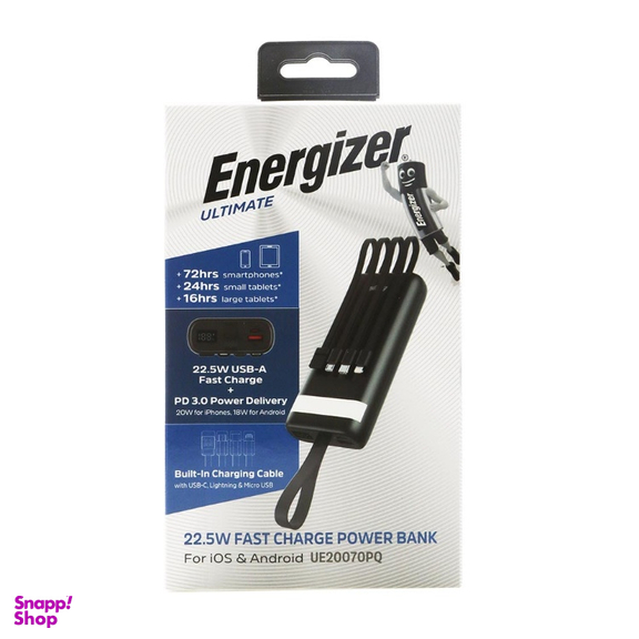 پاوربانک انرجایزر کد UE20070PQ ظرفیت 20000 میلی آمپر ساعت