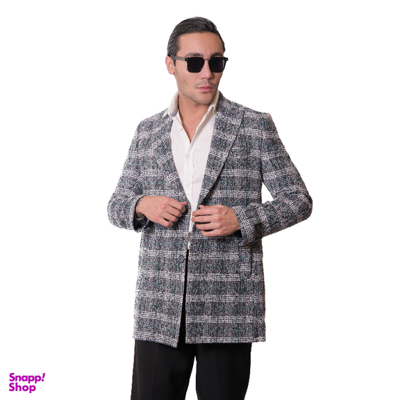 پالتو مردانه مدل چهارخانه کشمیر رنگ سبز