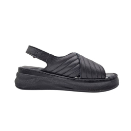 صندل طبی زنانه چرم ریباری مدل R70 رنگ مشکی