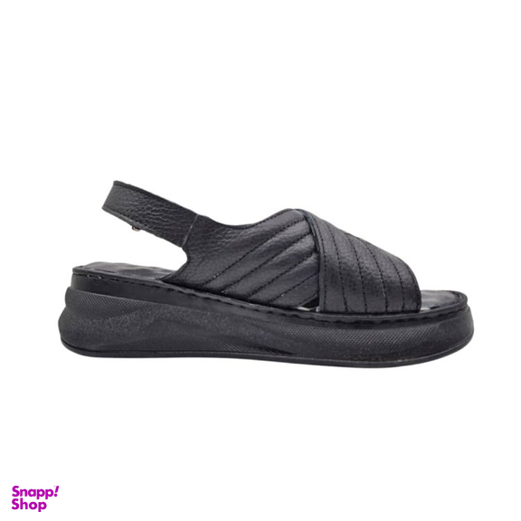 صندل طبی زنانه چرم ریباری مدل R70 رنگ مشکی