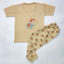 ست تیشرت و شلوار دخترانه مدل فیل کد 4068 رنگ کرم