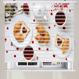 پرده زبرا زیو طرح صبحانه کد B15 سایز 200x150 سانتی متر