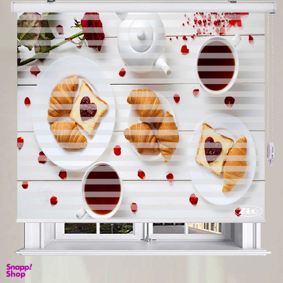پرده زبرا زیو طرح صبحانه کد B15 سایز 200x150 سانتی متر