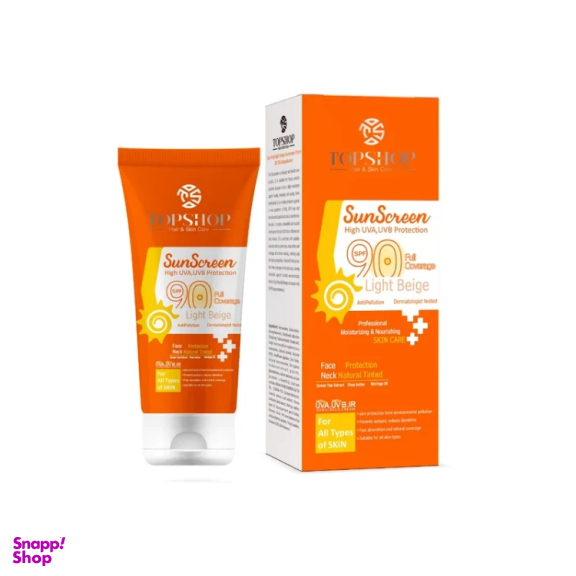 کرم ضد آفتاب رنگی تاپ شاپ مدل Light Beige SPF 90 حجم 50 میلی لیتر