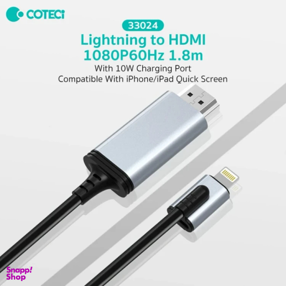 کابل تبدیل Lightning به HDMI کوتسی مدل 33024 طول 1.8 متر