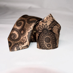 ست کراوات و دستمال جیب مردانه آیکت مدل بته جقه محو