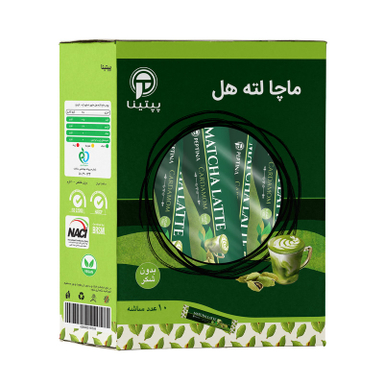 ماچا لته هل بدون شکر و شیرین شده با استویا پپتینا وزن 100 گرم بسته 10 عددی
