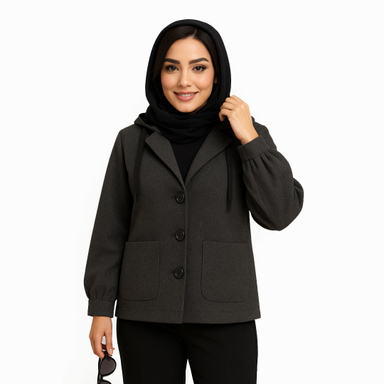 پالتو زنانه السانا مدل فرتاک کد 236971 رنگ خاکستری