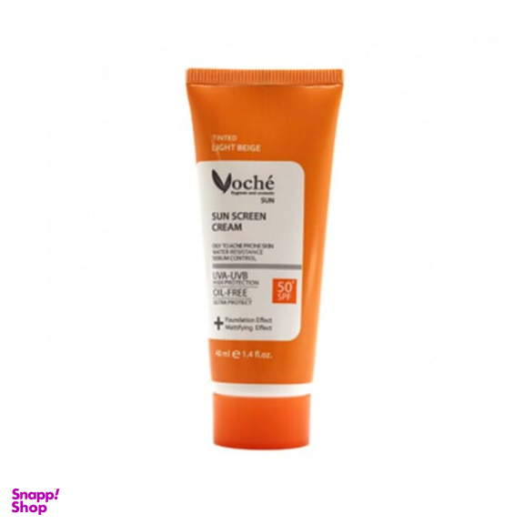 کرم ضد آفتاب وچه با SPF50 رنگ بژ روشن مناسب پوست چرب حجم 40 میلی لیتر