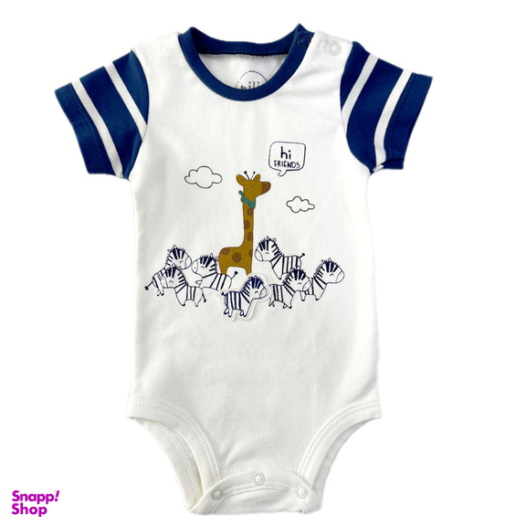 بادی آستین کوتاه نوزادی نیلی مدل فرندز