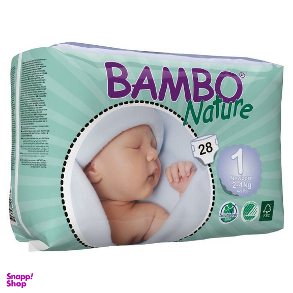 پوشک کودک بامبو نیچر مدل Newborn سایز 1 بسته 28 عددی