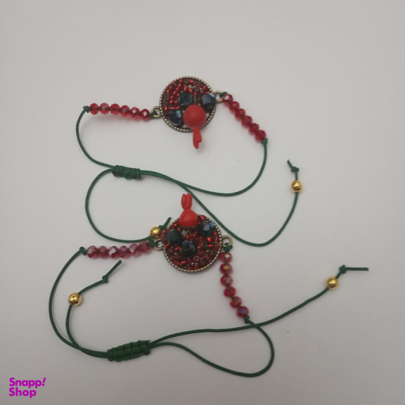 دستبند دخترانه طرح دانه انار یلدایی کد 31302 بسته ۲ عددی