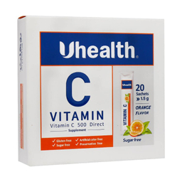 ساشه ویتامین C 500 میلی گرم یوهلث فارمد سلامت سینا بسته 20 عددی