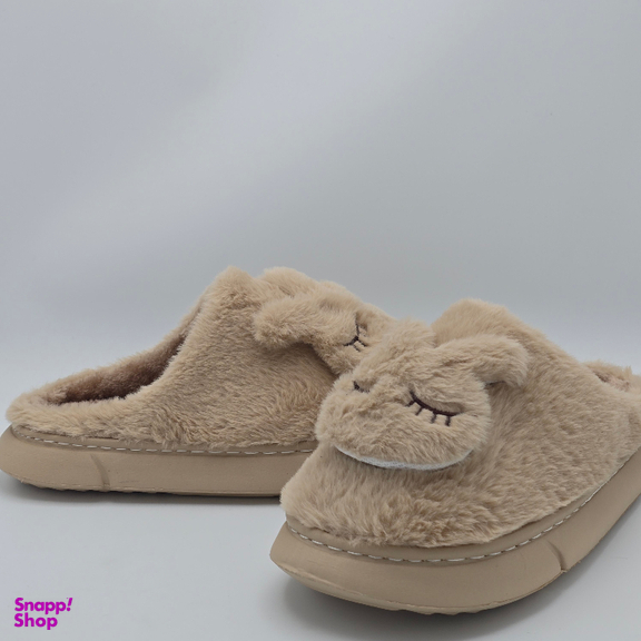 دمپایی حوله ای مدل خرگوشی کد 677765 رنگ نسکافه ای