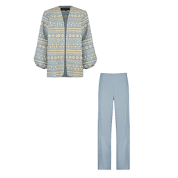 ست مانتو و شلوار زنانه مدل گندم رنگ آبی آسمانی