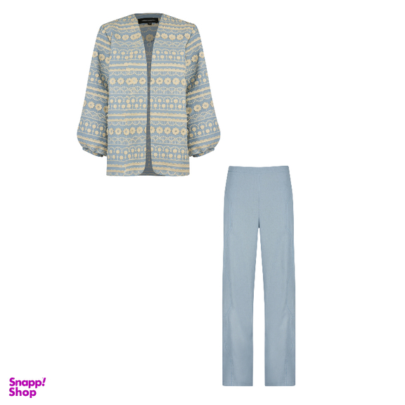 ست مانتو و شلوار زنانه مدل گندم رنگ آبی آسمانی