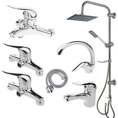 ست شیرآلات اهرمی اندیکا مدل اردکی با علم دوش آب و هوا کد 74 مجموعه 7 عددی