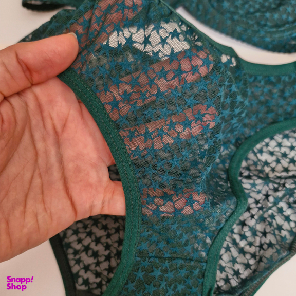 ست شورت و سوتین زنانه ژوبین طرح ستاره کد 02 رنگ سبز تیره