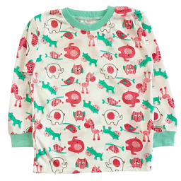 ست تیشرت آستین بلند و شلوار نوزادی مدل حیوانات کد 4145 رنگ سفید