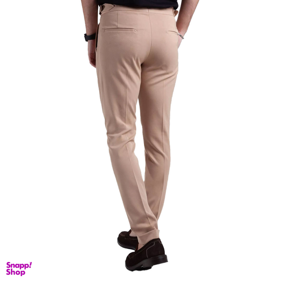 شلوار پارچه ای مردانه ست من مدل پیل دار کد SHP100 رنگ کرم