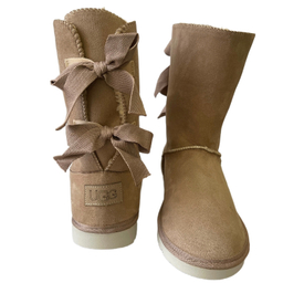 بوت زنانه طرح اگ مدل پشت بندی رنگ کرم