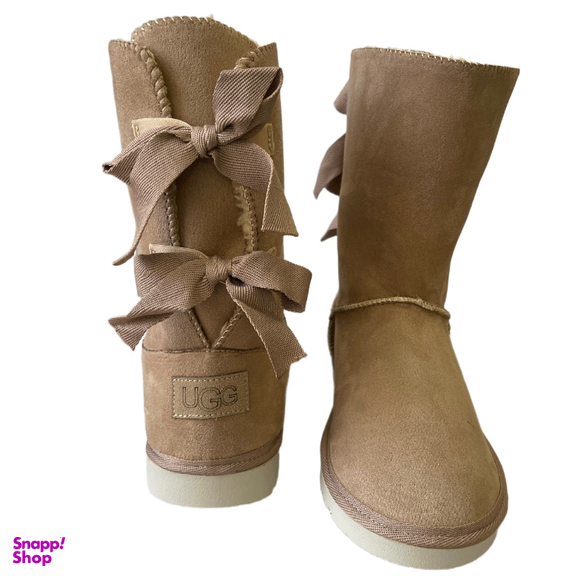 بوت زنانه طرح اگ مدل پشت بندی رنگ کرم