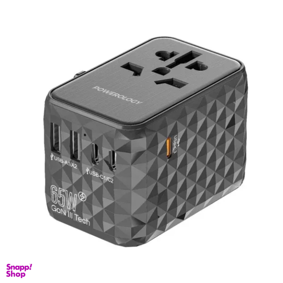 آداپتور برق و شارژر دیواری پاورولوژی مدل Universal Multi-Port Travel Adapter PD 65W P65W3PD