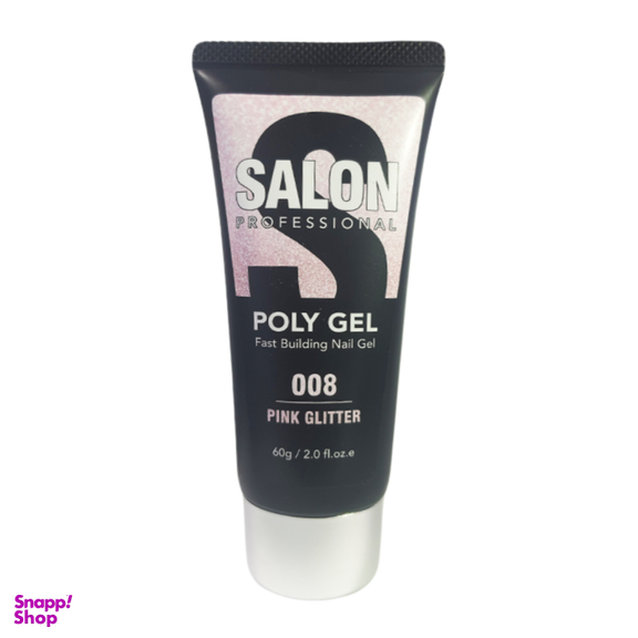 پلی ژل ناخن سالن مدل pink glitter کد 008