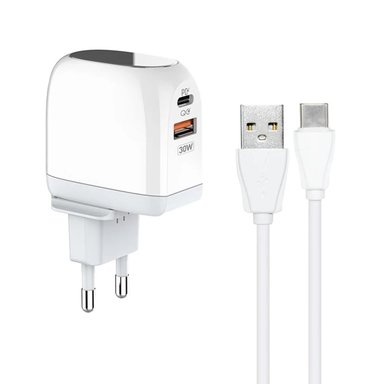 شارژر دیواری 30 وات کینگ استار مدل KW215 PD به همراه کابل USB-C
