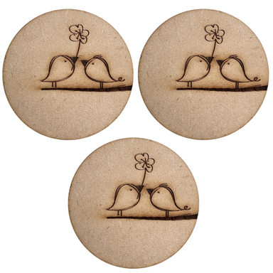 اسلایس چوبی خام مدل جوجه های عاشق کد 03 مجموعه 3 عددی