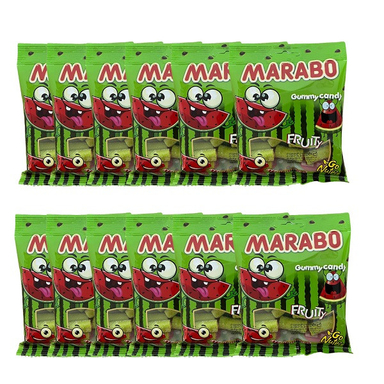 پاستیل لقمه ای هندوانه مارابو وزن 50 گرم بسته 12 عددی