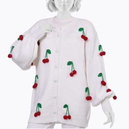 ژاکت زنانه گره استایل مدل cherry رنگ سفید