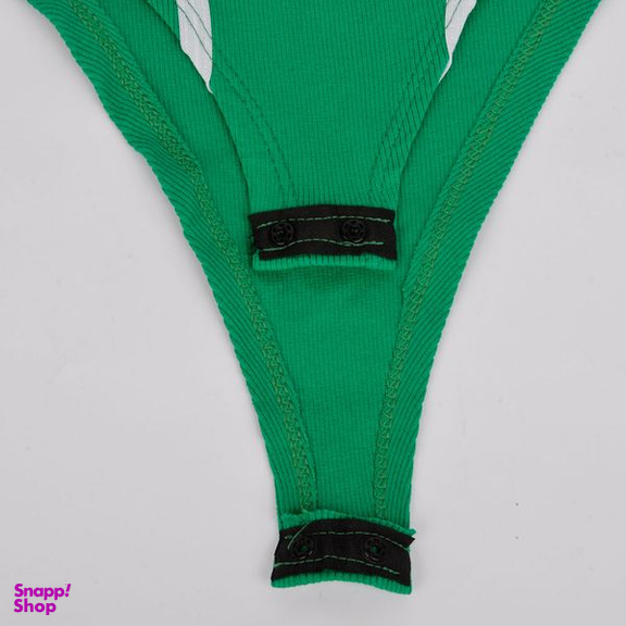 بادی آستین بلند زنانه دکسونری مدل 256003912 کبریتی نیم زیپ رنگ سبز