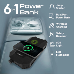 جامپ استارتر خودرو و پاوربانک پرومیت مدل HEXABOLT-20 ظرفیت 19200 میلی آمپر ساعت