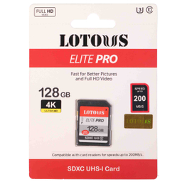 کارت حافظه SDXC لوتوس مدل Elite Pro کلاس 10 استاندارد UHS-I U3 سرعت 200mbps ظرفیت 128 گیگابایت