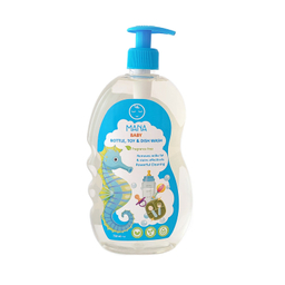 شامپو کودک مانا مدل پمپی حجم 750 میلی لیتر به همراه مایع شوینده لوازم کودک و نوزاد