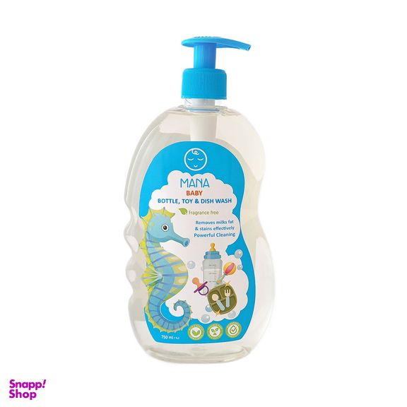 شامپو کودک مانا مدل پمپی حجم 750 میلی لیتر به همراه مایع شوینده لوازم کودک و نوزاد
